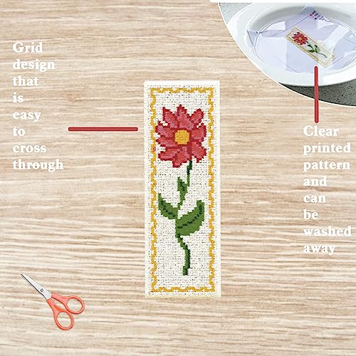 FREEBLOSS 6 Set Cross Stitch Bookmark Kits 11CT 8"x2.4" Vivid Flowers - style: Flower Branches 1