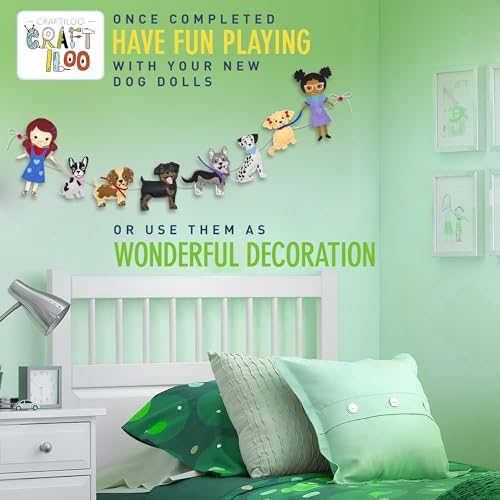 CRAFTILOO 8 Pre-Cut Dogs Stuffed Animal Fun Kids Sewing Kit for Kids Ages 8-12 Children Beginners Sewing kit Kid Puppy Crafts Felt Pillow Plush Craft Kit Girls and Boys - color: Emma & Kate's Dog Walking Services