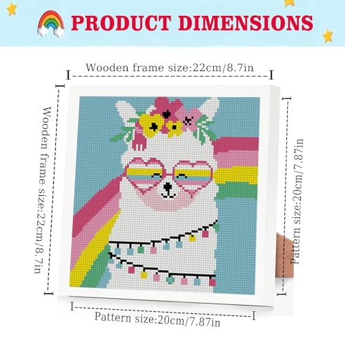 Lzyueyuan Alpaca Cross Stitch Kits for Beginners, Stamped Cross Stitch for Adults with Framed,Crafts for Girls 8-12 Embroidery Kit,11CT Cross-Stitch Arts and Crafts for Adults 8.7inX8.7in - color: Cross Stitch-1222-9