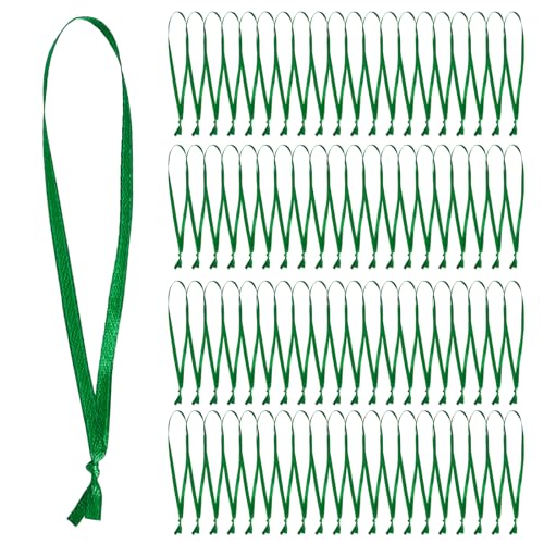 100 Pcs Christmas Ornament Ribbon Hangers, Thin Hand Tied Ornament Ribbon Loops - color: Green