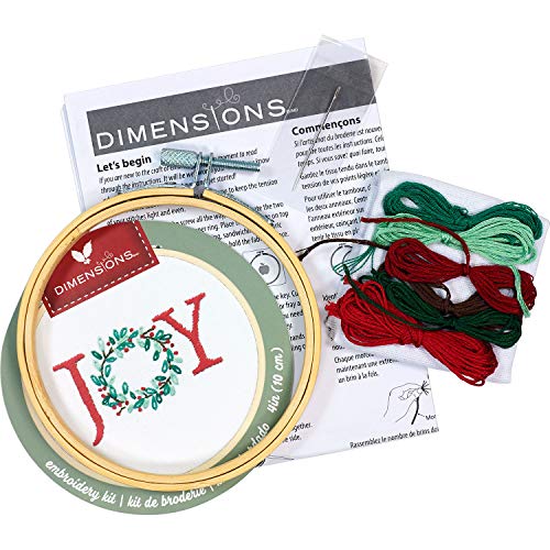 Dimensions Needlecrafts Joy Wreath Christmas Kit, 4'' Embroidery Hoop - color: Joy Wreath