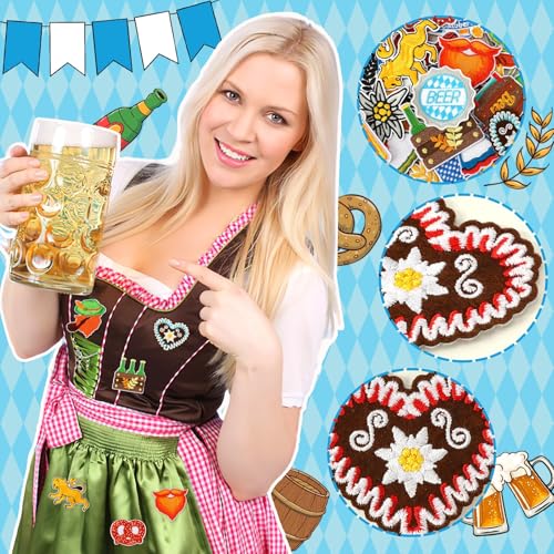 AUGSUN 36pcs Oktoberfest Iron on Patches Bavarian Embroidered Sew Applique - style: Oktoberfest