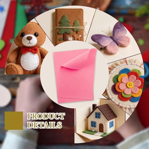 12 Pcs Felt Sheets, 7x11 Inch Stiff Felt for Crafts DIY, Pink - color: Pink