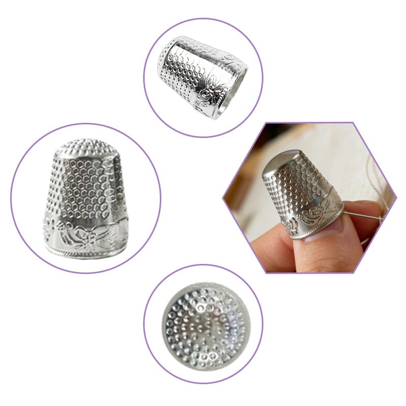 8Pcs Sewing Thimbles for Hand Sewing – 4 Gold & 4 Silver Metal Finger Protectors for Hand Sewing, Quilting, Embroidery, Knitting, DIY Tools