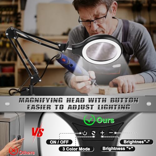 NZQXJXZ 10X 30X Large Magnifying Glass with Light and Stand 5-inch