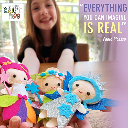 Fairy Sewing Kit for Kids Ages 5-12 - Beginner Kit, 5 Pre-Cut Felt Dolls - color: multicolor