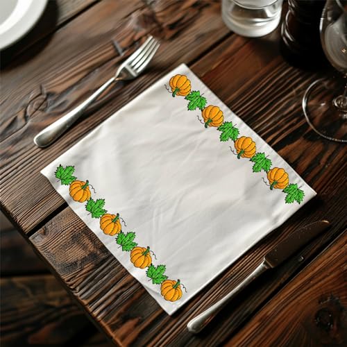 Peacoblue Pumpkins & Maple Leaves Stick and Stitch Embroidery Patterns - color: Pumpkins & Maple Leaves in Autumn