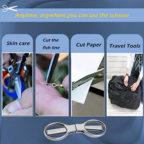 Friker Folding Scissors,Portable Telescopic Cutter Pocket Badge Scissors - color: Silver