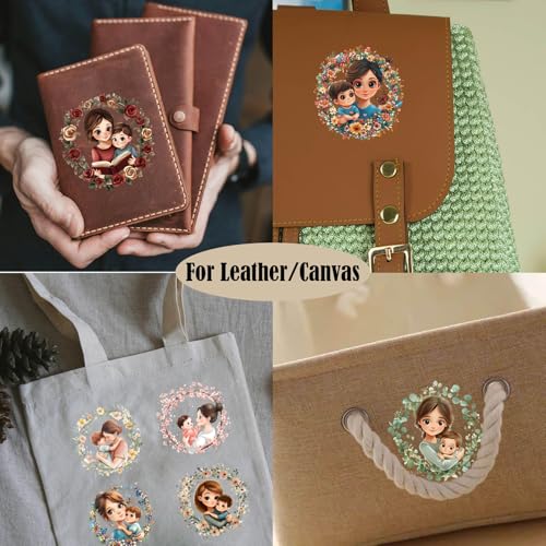 ZMRU 24 Sheets Vintage Mom Rub On Transfers for Crafts, Cold IOD Transfers Stickers for Wood，Furniture Decals, Glass, Porcelain, Leather, Canvas, Fabric Projects,3 * 3inch(Surrounded by Mom) - color: Surrounded by Mom