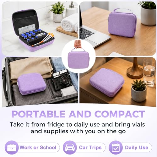 Peptide Case for Fridge, Insulin Vial Case for Diabetics - color: Purple-11×(1-10ml)+1*30ml