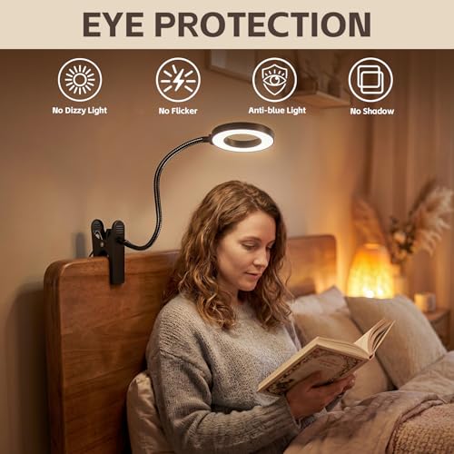 Clip on Book Light, LED Desk Lamp with Clamp, Flexible Gooseneck