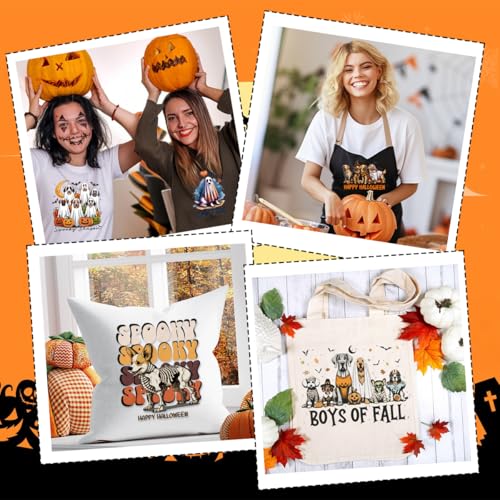 Dtf Transfers Ready to Press - 20Pcs Halloween Ghost Dog Iron on Transfers Ghost Dog Pumpkin Iron on Decals Patches Halloween Dog Heat Transfer Vinyl Stickers for Clothing Pillows Bag DIY Crafts - color: Ghost Dog
