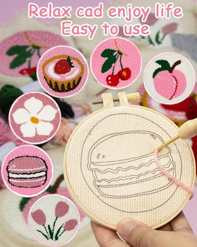 Punch Needle Kit for Beginners Adults Kids, 6 Pattern Embroidery DIY Kits