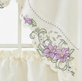 GOHD - Lily Fragrance. 3pcs Multi-Color Embroidery Curtain/Cafe Curtain/Swag & Tiers Set with cutworks. (Purple) - color: Purple