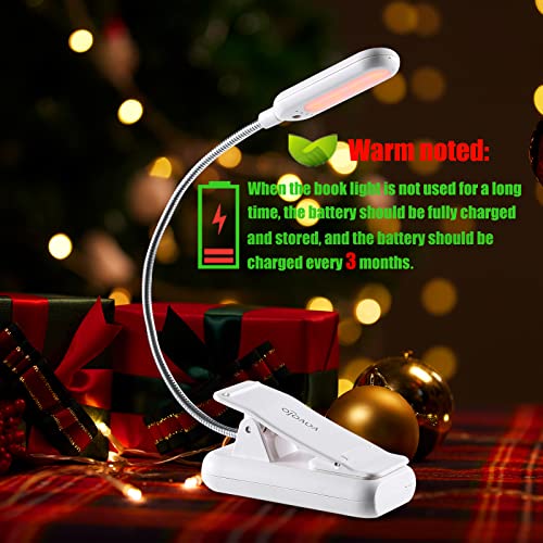 VAVOFO Clip On Rechargeable Reading Light, 7 LEDs with 3 Colortemperature 9 Brightness Levels Book Lights for Reading in Bed with Power Indicator for Bookworms Black (2-Pack White) - size: 2-Pack White