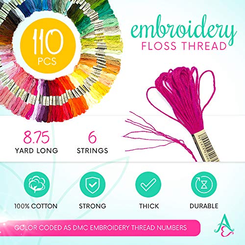 Athena’s Elements Embroidery Floss | Rainbow Thread for Embroidery, Cross Stitch Thread, Crafting Arts Embroidery Strings Bulk (Rainbow, 110pc) - color: Rainbow, size: 110 pieces