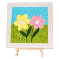 Allazone Punch Needle Starter Kit, Embroidery Frame With Square Fabric, Flower Pattern, Hoop, Yarns (Yellow and Pink Flowers) - color: Green Blue