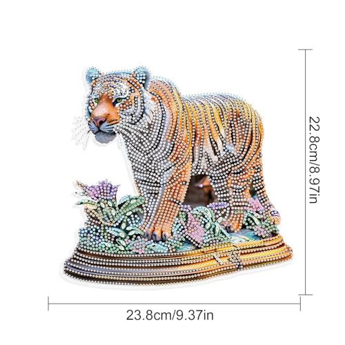 JISHSHAY Diamond Painting Hanging Pendant Tiger Diamond Art Hanging Ornament Animal Gem Art Pendant Gem Painting Wind Chimes Mosaic Kits for Adults Windchimes Embroidery Suncatchers Sun Catchers - color: Tiger
