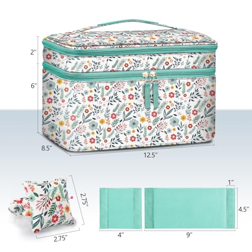 FINPAC Double-Layer Sewing Accessories Storage and Organizer Case Bag - color: Spring Bloom