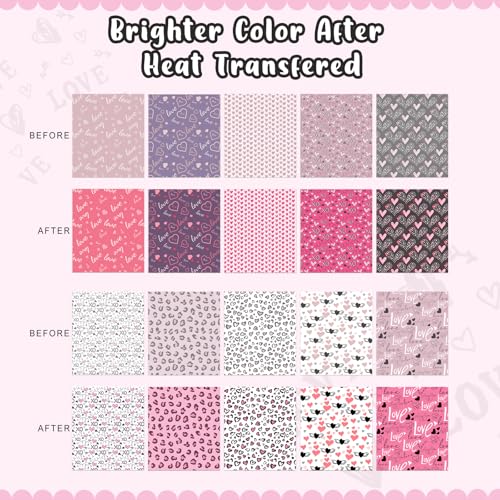 HTVSTD Valentine's Day Sublimation Ink Transfer Sheets 10 Sheets 12inches * 10inches Pattern Sublimation Paper Transfer Sheets for Mugs Tumblers DIY Transfer Paper - color: Valentine10
