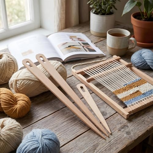 Weaving Needle 5Pcs DIY Wooden Big Eye Knitting Needles Tapestry Weaving Crafts Tools Wooden Big Eye Knitting Needles