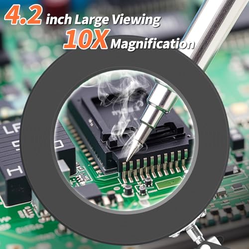 HITTI 10X Magnifying Glass with Light, 1,800 Lumens Stepless Dimmable - color: Black, size: 10X 22 INCH Clamp