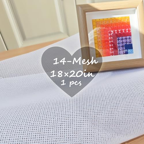 Needlepoint Canvas, 20" X 18", 14-Mesh White Needlepoint Canvas Embroidery Blank White Cloth (1)