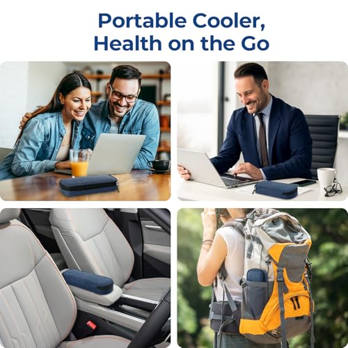 AUVON Lightweight Insulin Cooler Travel Case, 3-Layer Thickened Insulation - color: Navy Blue