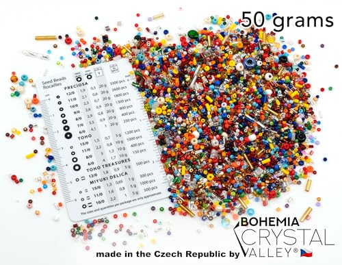 1.75oz (50g) Mix of Small Rocailles, Seed Beads & Bugles 2-10mm Preciosa Ornela Czech Glass Beads, Mix Multi Big Pack - color: Seed Beads Mix - multi - big pack