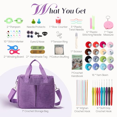 Lewhoo Crochet Kits for Beginner Adults, All Inclusive Crochet Set - color: Purple