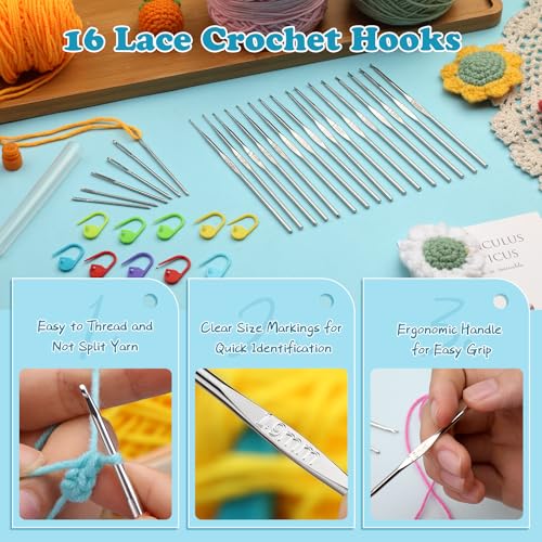 16 Pcs Lace Crochet Hooks Set, 0.5mm-2.5mm Small Crochet Hooks - size: 33 PCS