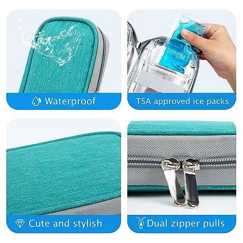 YOUSHARES Insulin Cooler Travel Case - TSA Approved for Ozempic, for Mounjaro Injection Pen, Diabetic Medication Cooling Bag for Zepbound, Refrigerated Diabetes Storage Kit with 2 Ice Pack - color: Green