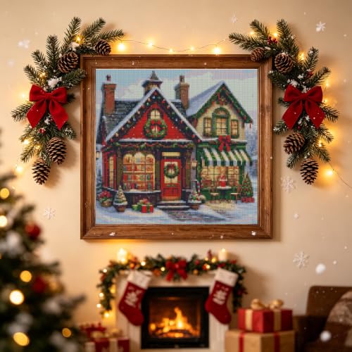 Christmas House Stamped Cross Stitch Embroidery Starter Kit for Adults - color: J194-01