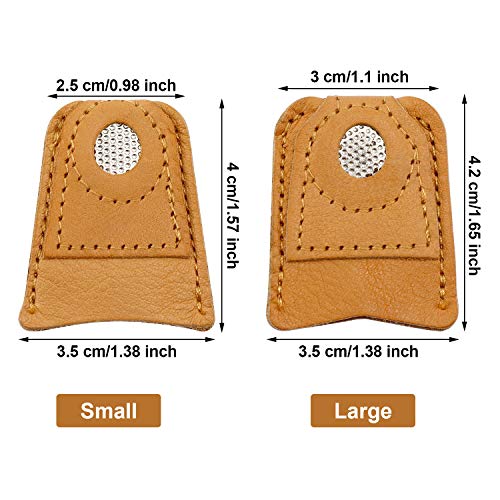 WILLBOND 4 Pcs Leather Thimble Finger Protector for Hand Sewing, 2 Sizes