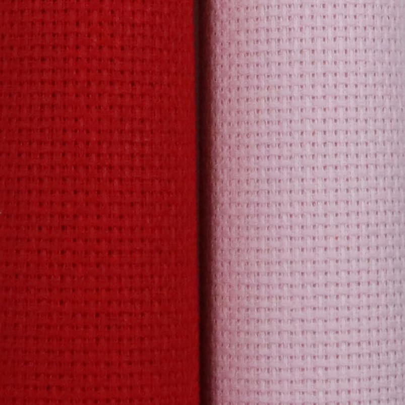 KCS 2 pc of 15" x 18"(38cmx45cm) Counted Cross Stitch Cotton Aida Cloth Needlework Fabric Box (Pink+Red, 16CT) - color: Pink+red, size: 16CT