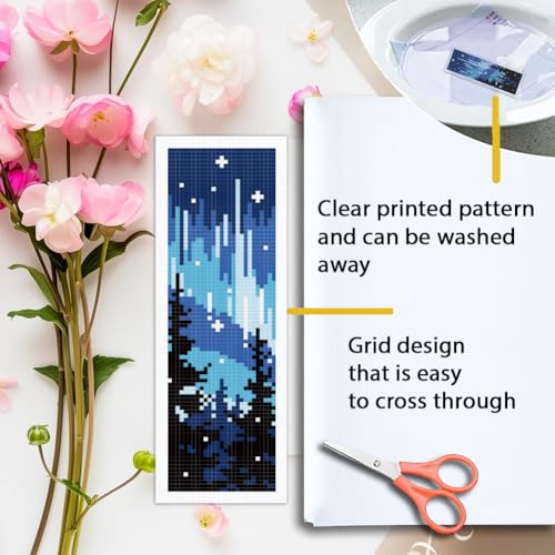 ORIGACH 6 Set Aurora Scenery Cross Stitch Bookmark Kit for Beginner - style: Aurora Scenery