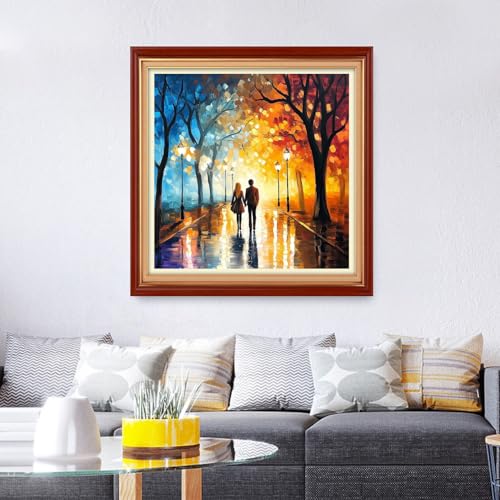 Foxhool Stamped Cross Stitch Kits,11CT Printed Cross Stitch Pattern Full Embroidery Kits for Beginner Needlepoint Kits&Lovers Walk 18x18 inch - color: ColorSet14