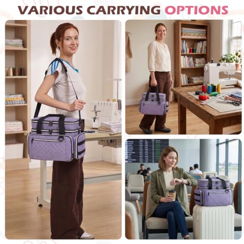 Lyhaxon Sewing Organizer Storage Bag, Double Layer Sewing Box Case - color: Purple
