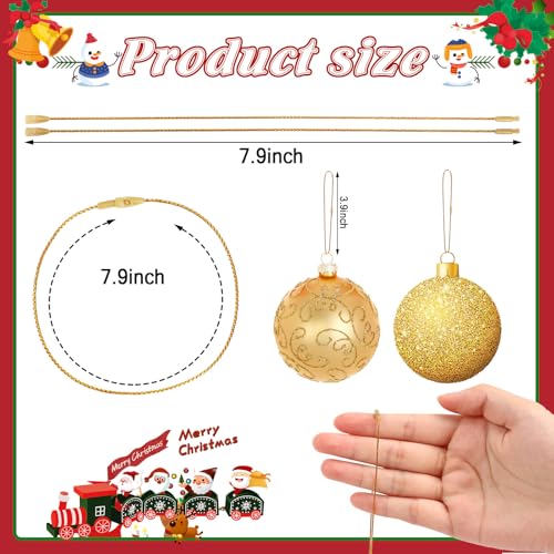 FEBSNOW 500Pcs Christmas Ornament Hangers, Gold Hanging Strings with Snap - color: Gold