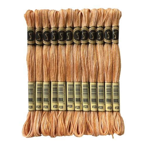 Magical Color Variegated Cross Stitch Thread Color Variations Embroidery Floss Pack, 8.7-Yard, Gold Coast, Pack of 12 Skeins