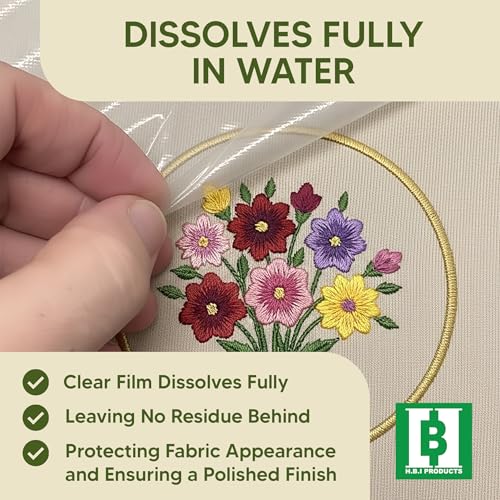 HBI Wash Away Embroidery Topping, Water Soluble Clear Film, 12 in x 15 yd - size: 12" x 15yd