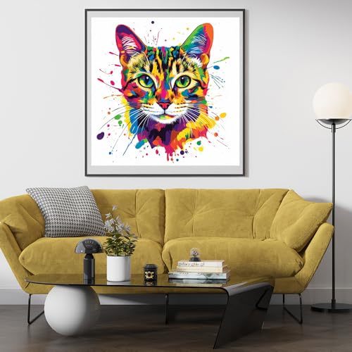 Moohue Stamped Cross Stitch Kits for Adults Animal Cute Cat 14CT Pre Printed Cross Stitch Kits for Beginners (Cute Cat) - color: Cute Cat