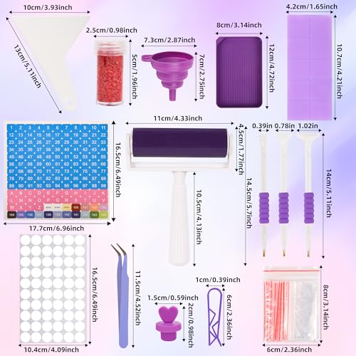 MERATIA Diamond Painting Storage Case Organizer, 40 Slots with Accessories - color: Purple-10 square+30 round bottles