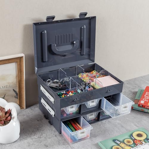 MyGift 11 Inch Hardware Organizer Case 24 Compartments 6 Drawers Gray - color: Dark Gray