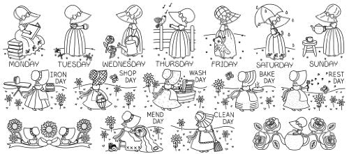 Aunt Martha's 407 Sunbonnet Days Embroidery Transfer Pattern Book Kit - size: 8.5 x 11 inches, style: Sunbonnet