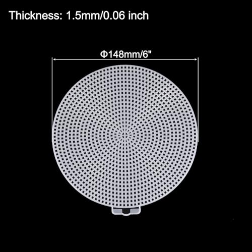 MECCANIXITY 5pcs 6" Plastic Mesh Canvas Sheet 13 Count Round Needlepoint Blank Canvas for Embroidery Knit Crochet Acrylic Yarn Crafting, White - size: 6"