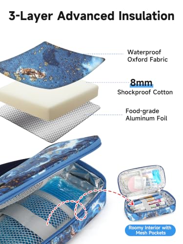 YOUSHARES Insulin Cooler Travel Case - TSA Approved Diabetic Medication Pen Cooling Bag with Temperature Display, Refrigerated Peptide Supplies Organizer Insulated Storage Kit with 2 Ice Pack - color: 11_Quicksand Gold