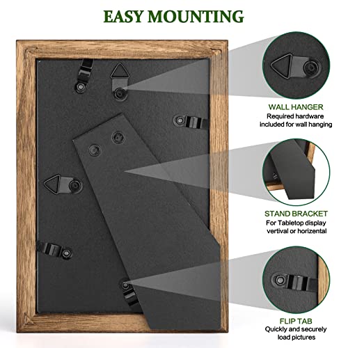 Emfogo 4x6 Picture Frames Photo Display for Tabletop Display Wall Mount Solid Wood High Definition Glass Photo Frame Pack of 2 - color: Carbonized Brown, size: 4x6 inch