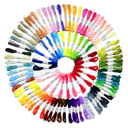 100-Color DMC Cotton Embroidery Thread Set - 8m Skeins with Center Numbered Labels for Perfect Color Matching - color: 100 Colors