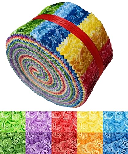 100% Cotton Quilting Fabric Jelly Roll Fabric-Paisley Floral - color: Paisley